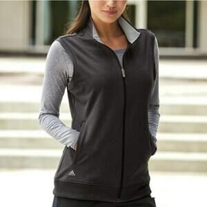 Adidas Full-Zip Club Golf Black Heather Gray Vest Size Small